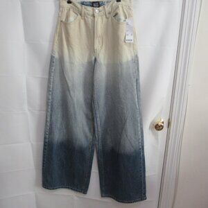 NWT BDG Ombre Wide Leg Jeans Blue cream off white Sz 27 inseam 32